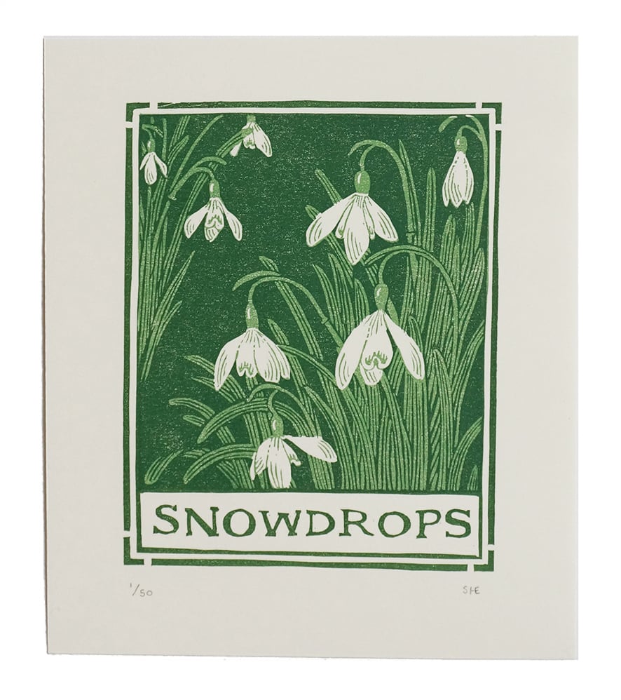 Image of Snowdrops - Linocut 