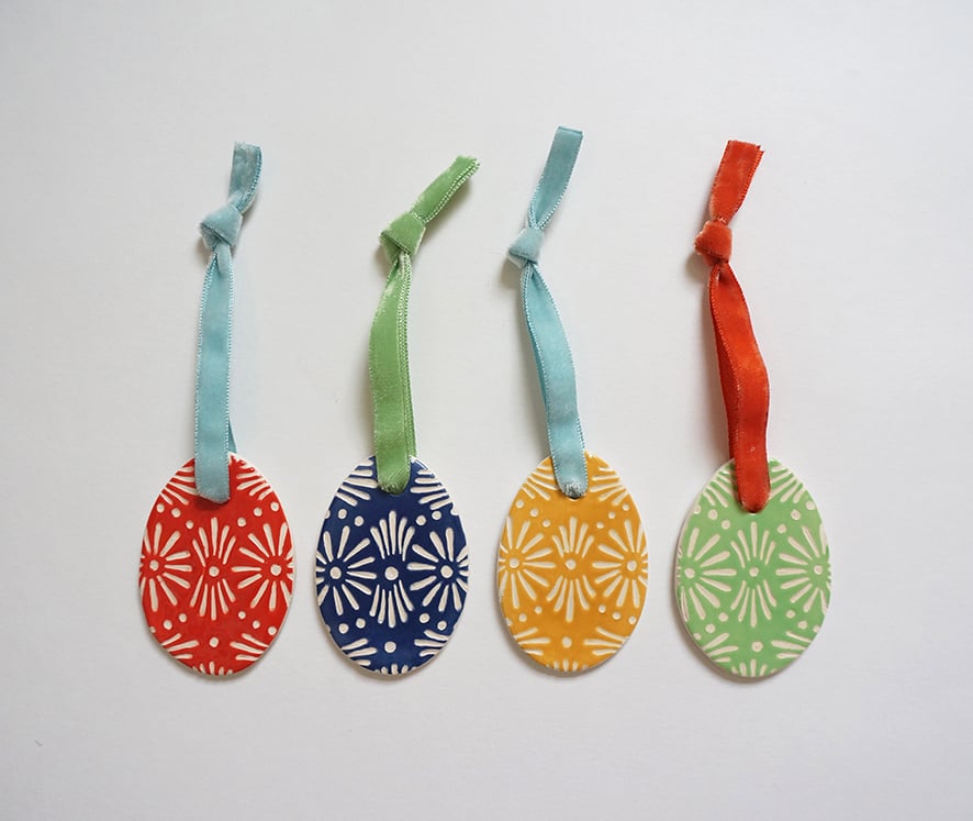 Image of Ceramic Easter Egg Decorations - 2021