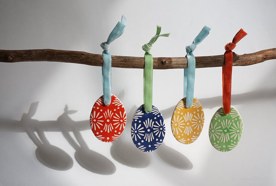 Image of Ceramic Easter Egg Decorations - 2021