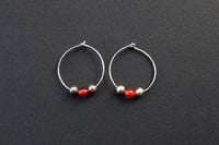 HANDMADE CARNELIAN & STERLING SILVER HOOP EARRINGS