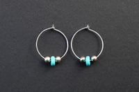 HANDMADE TURQUOISE & STERLING SILVER HOOP EARRINGS