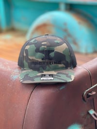 Image 2 of Bomber's Garage Woodland Camo Snappy Boi Trucker 