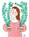 Girl with Plants • print