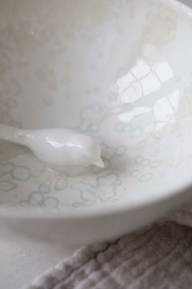 Image of Medium skål med fugl og krystallglaur