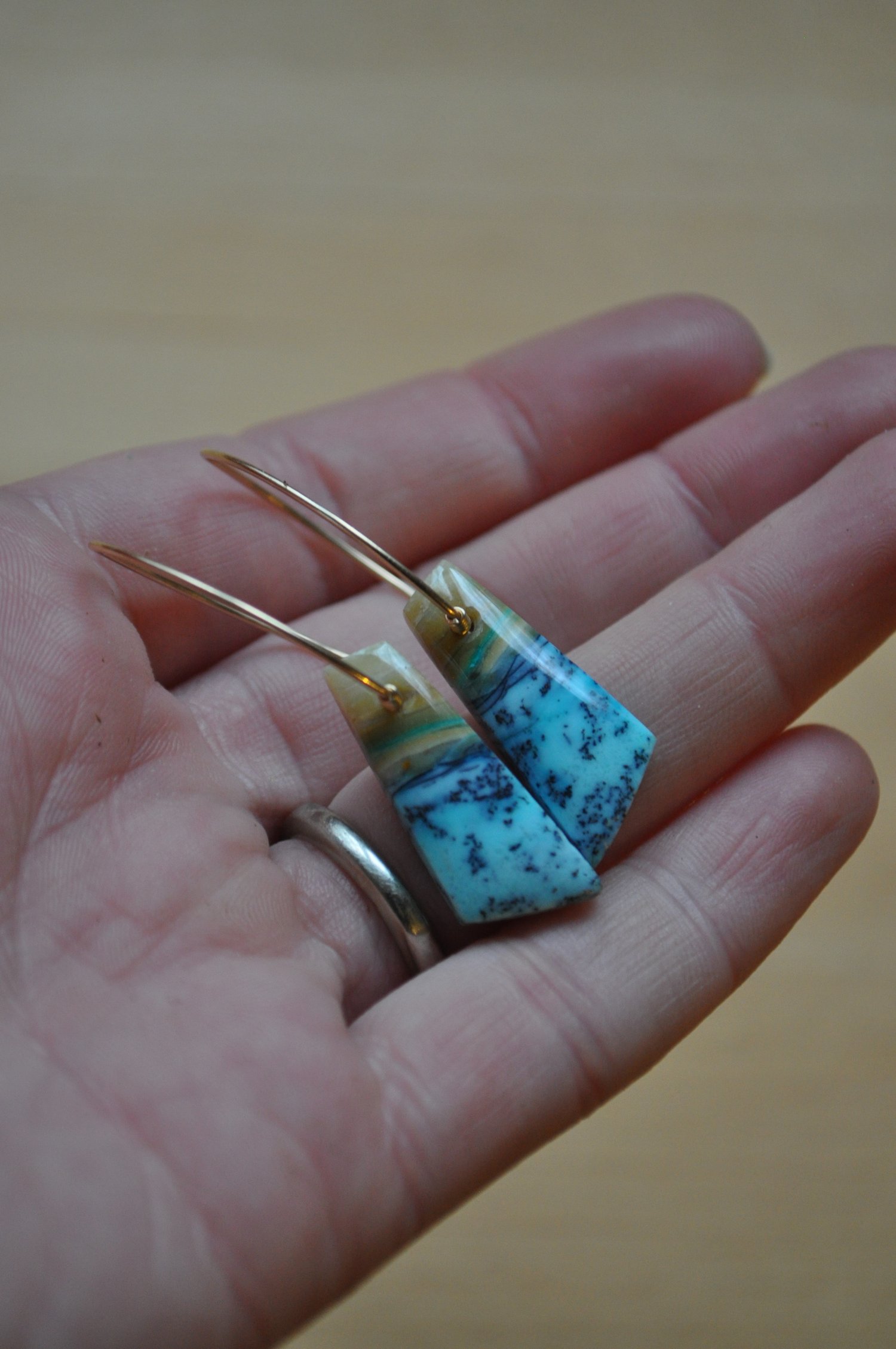 Image of One of a Kind Blue Opal Dangles (Item 3B)