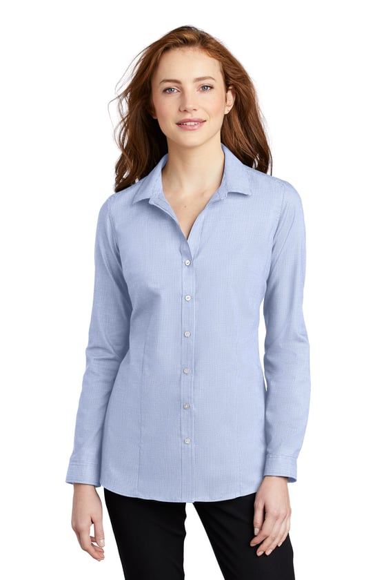 Image of Ladies Port Authority Pincheck Easy Care Shirt (LW645)