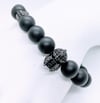Original "Black Greek Helmet with Black Agate Matte Beads" Stretch Bracelet  