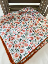 Image 3 of Rust Daisy Baby Blanket in Minky Fabric