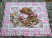 Image 1 of Pink teddy bear baby quilt 