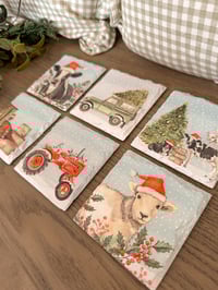 Image 2 of Christmas on the farm slate coasters ( set of 6 )