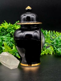 Image 2 of Black And Gold URN with Real Preserved Web - Black 1