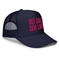 Image 9 of HOT GIRLS SAVE LIVES - THE TWO TONE FOAM TRUCKER HAT IN PINK 