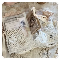 Image 9 of handmade sewing book needle book with lace samples