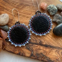 Image 1 of Black Salmon Skin with Sparkle and Trade Beads