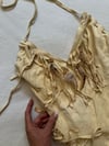 early 1970s buckskin chamois suede fringed onesie/bathing suit