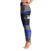 Image 4 of BOSSFITTED Grey Black and Blue AOP Yoga Leggings