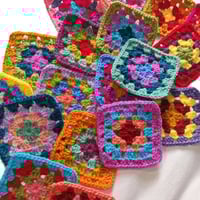 Image 1 of 20 Crochet Granny Squares Mixed Gorgeous Colour Scheme 3-inch 
