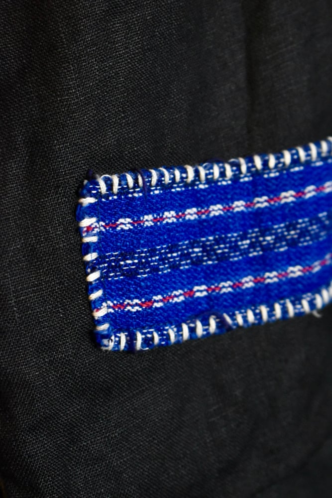 Image of Wrap-around Sashiko stitched Long Gilet 