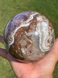 Image 5 of Amethyst With Mexican Lace Agate Sphere #651