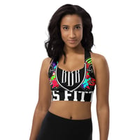 Image 1 of BOSSFITTED Black and Colorful Longline Sports Bra