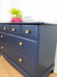 Image 5 of Vintage Stag Chest Of Drawers painted in navy blue