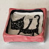 “Cat soap dish” original one of a kind porcelain dish