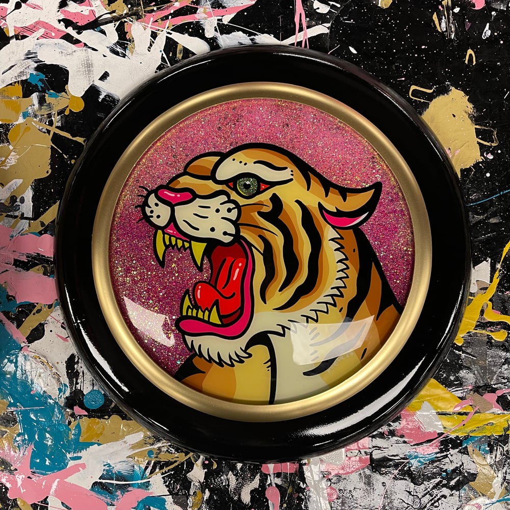 Tiger- Bubble glass painting