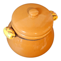 Image 2 of Square Nest Bean Pot With Floral Painted Wood Handles