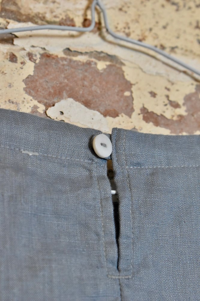 Image of Linen button back blouse