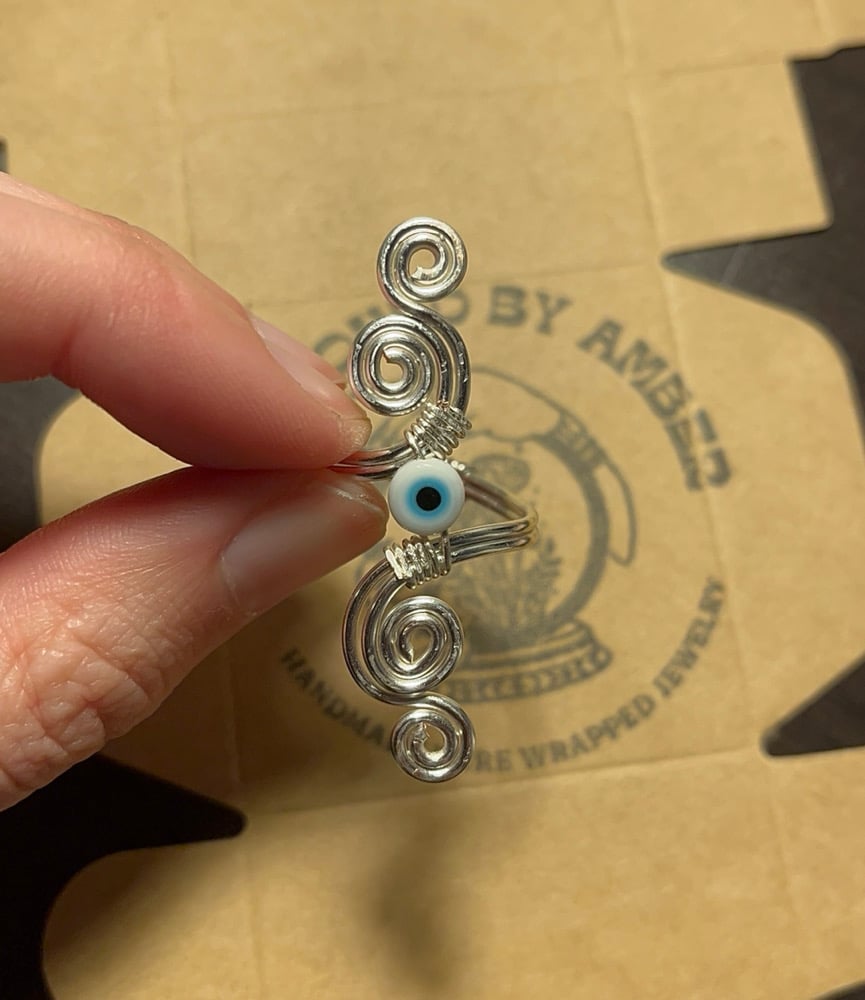 Image of White/Blue Evil Eye Swirl Ring