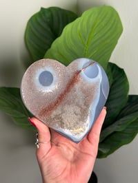 Image 3 of DRUZY AGATE X AMETHYST STALACTITE HEART ON CUSTOM STAND -URUGUAY- E
