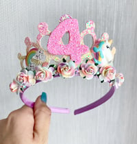 Image 1 of Rainbow unicorn Birthday Tiara 