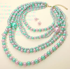 Image of Bold Multi Layered Pearl Beaded Statement Necklace