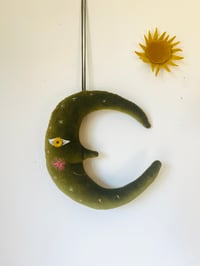 Image 1 of  Olive Green Velvet Crescent Moon