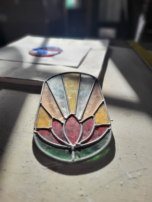 Image of Art deco flower panel- stained glass