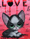 Tuxedo Cat Valentine Love Art Print