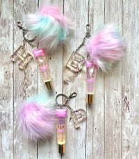 Image 3 of Initial Keychain With Broadway Lipgloss and PomPom