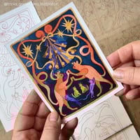 Image 2 of Cats Art Nouveau Print A4 + Sample card