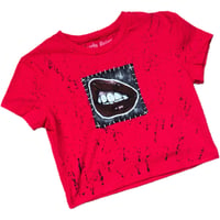 Image 2 of “PIERCED LIPS” Custom Hand Painted Baby Tee MEDIUM