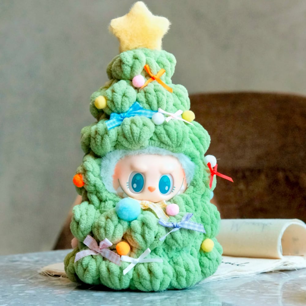 Image of Handmade Crochet Christmas Tree Clothing for 1.0/3.0 Labubu Outfit Doll DIY Accessories Christmas Ha