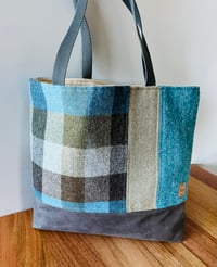 Image 1 of Olive Green/Blue Block Check Shades With added Green and  Blue - Shopping Bag 