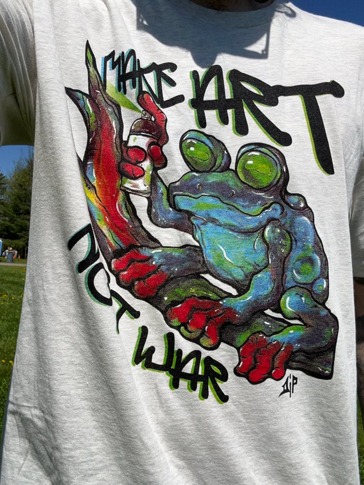Image of Make Art Not War tshirt (Frogger edition)