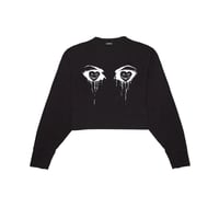 Gwap Tears Blk Crop CrewNeck