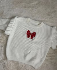 Embroided Knitted Frilled Sweatshirt