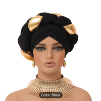 Image 1 of New African Ethnic Sponge Twist Braid Turban Hat