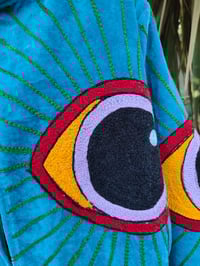 Image 2 of Wanderlust - Velvet evil eye protection jacket - Turquoise 6-12 uk