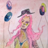 Image 2 of Common harlequin with Balloons (Series) Watercolor 