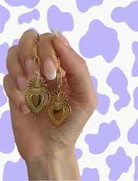Image 2 of CHAIN DROP SACRED HEART EARRINGS