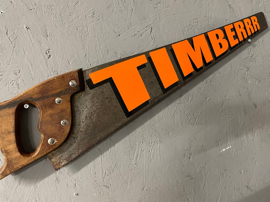 Image of Hand Painted Vintage Saw TIMBERRR