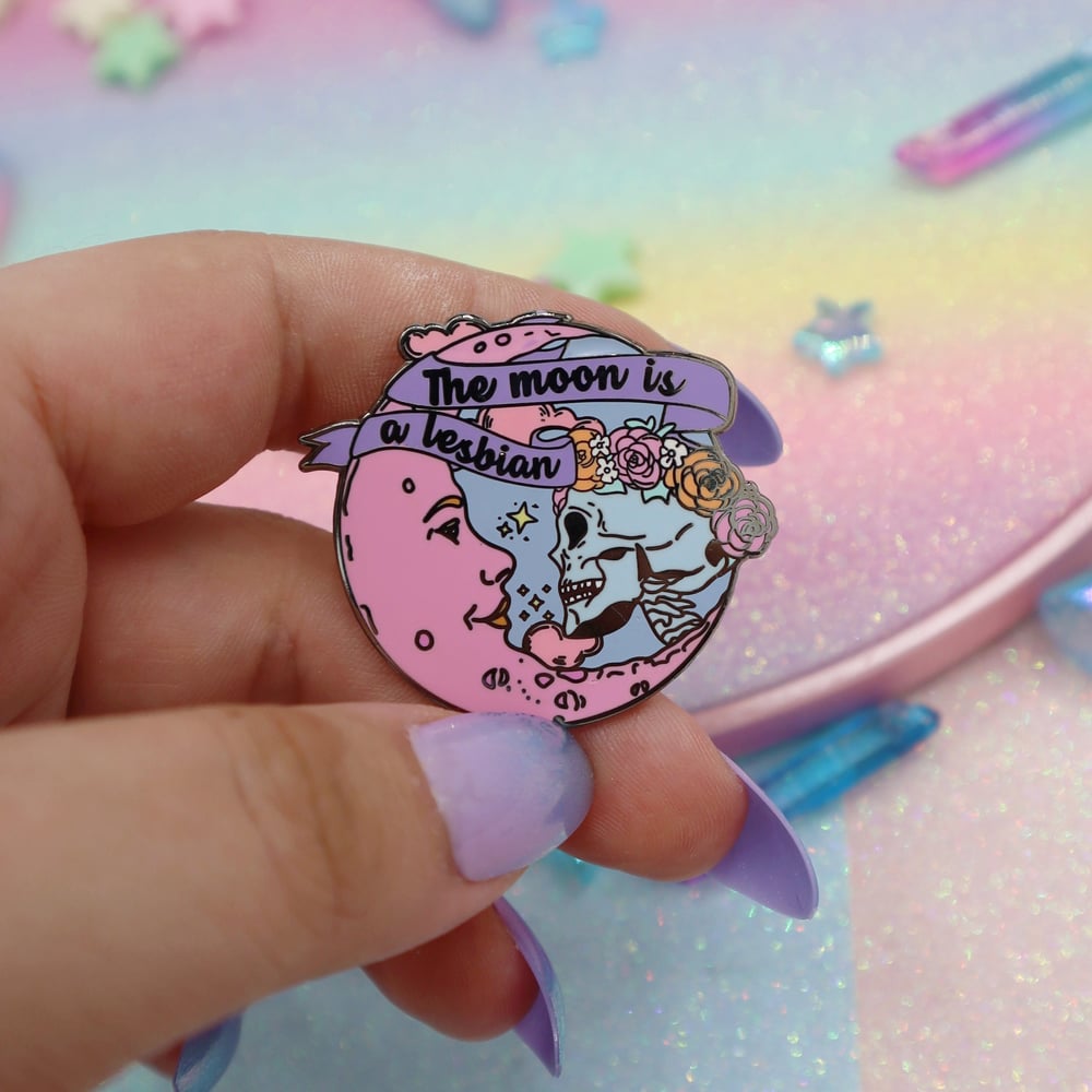 Image of The Moon Is A Lesbian Enamel Pin